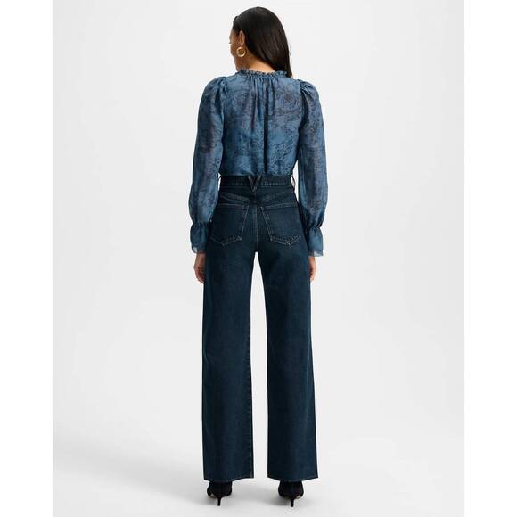 NEW VERONICA BEARD maxime floral blouse in ocean/black - Picture 3 of 4